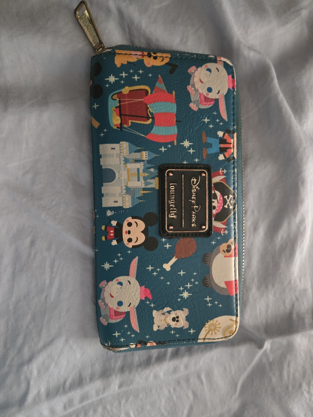 Disney Parks Loungefly Teal Character Zip Around Wallet